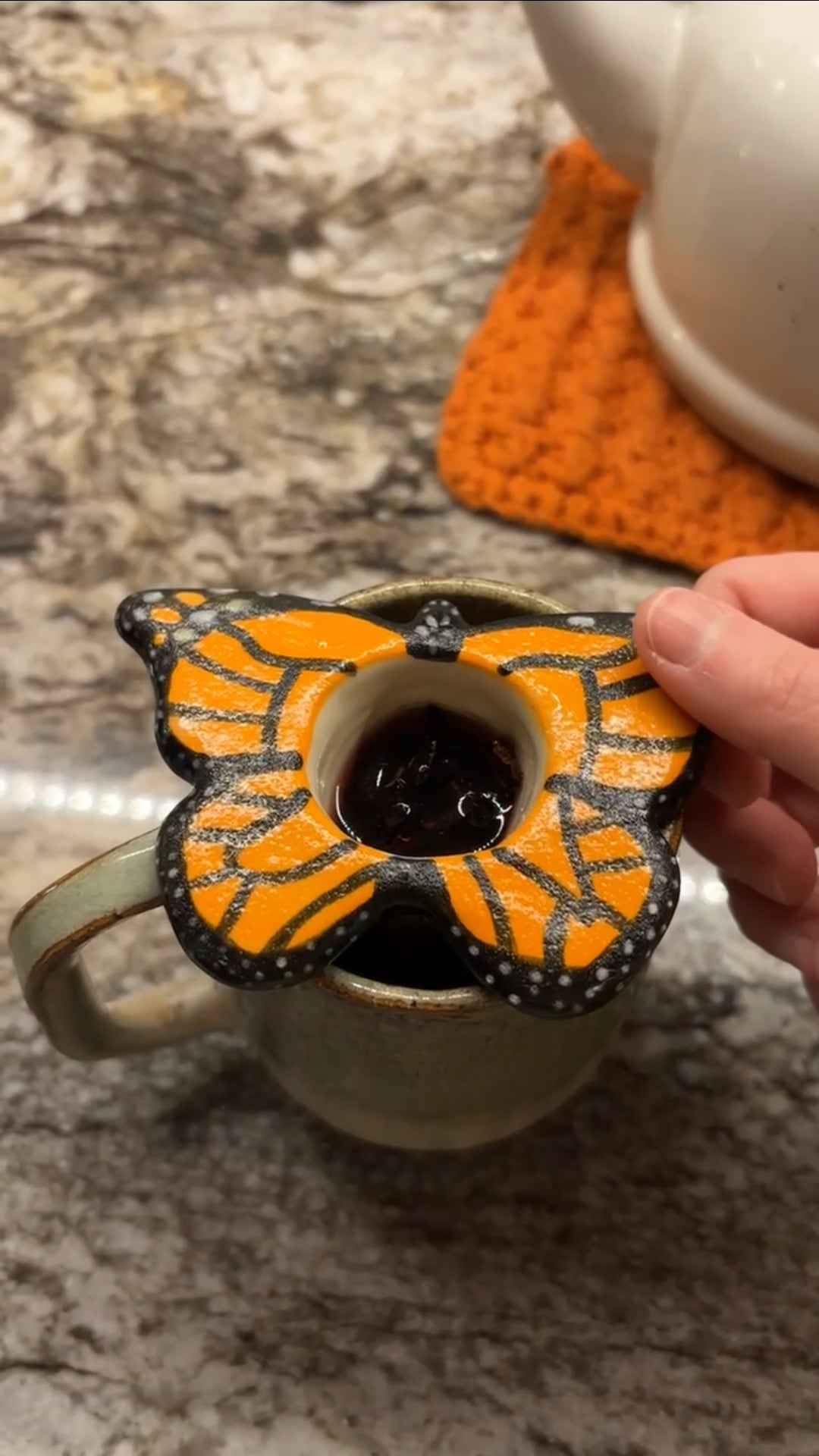 Ceramic Monarch Butterfly Tea Steeper