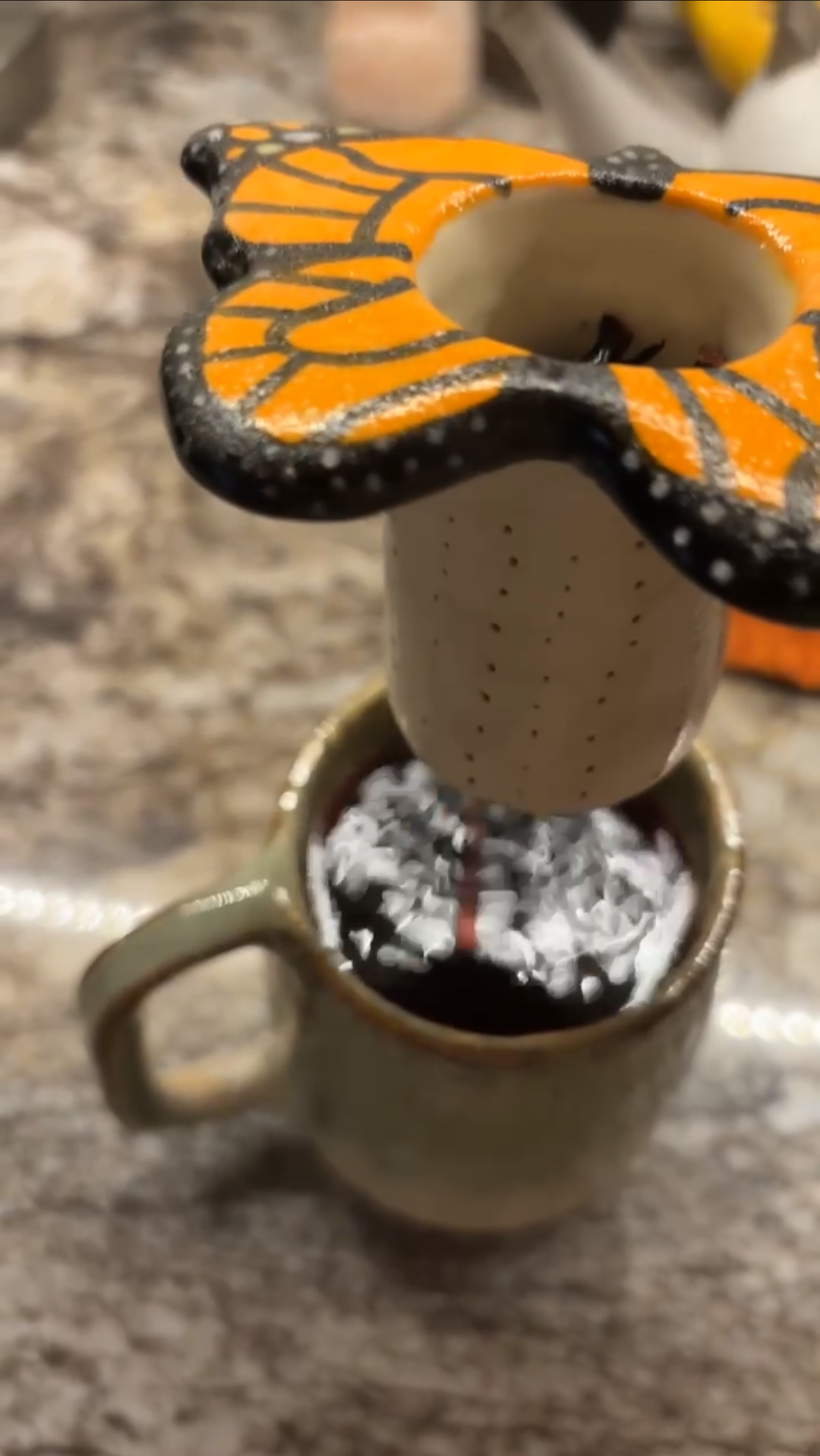 Ceramic Monarch Butterfly Tea Steeper